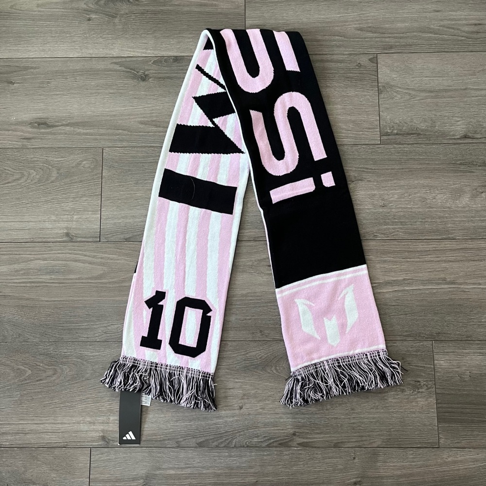 Adidas Inter Miami CF Lionel Messi 10 Soccer Scarf Pink Black Knit NWT